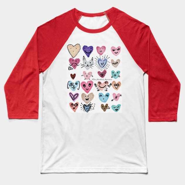 Bunch of Hearts Baseball T-Shirt by The Mindful Maestra